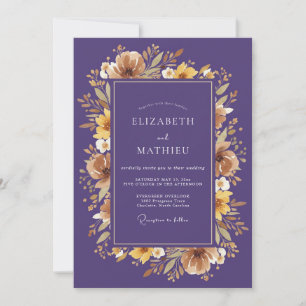 Plum Distinguished Autumnal Wedding Invitation