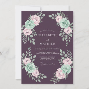 Plum Dreamy Floral Spring Wedding Invitation