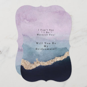 Plum Dusty Blue Agate Will You Be My Bridesmaid Invitation