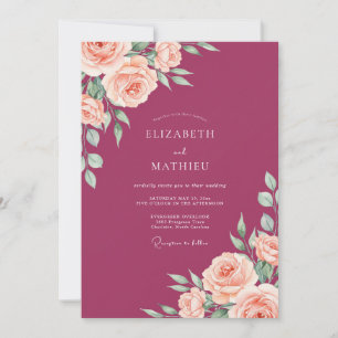 Plum Dusty Rose Wedding Invitation