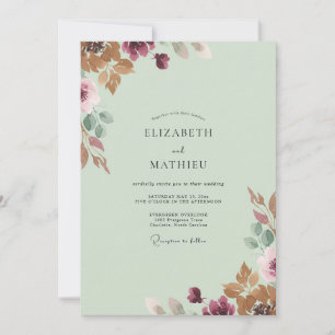 Plum Dusty Terracotta Painted Wedding Invitation