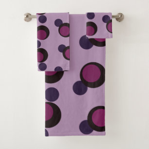 Plum Eclipse - Luxe Mid-Century Circles Bath Towel Set
