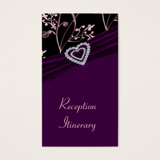 Plum Elegance Heart Floral Swirls Business Card