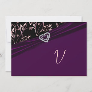 Plum Elegance Heart Floral Swirls Invitation