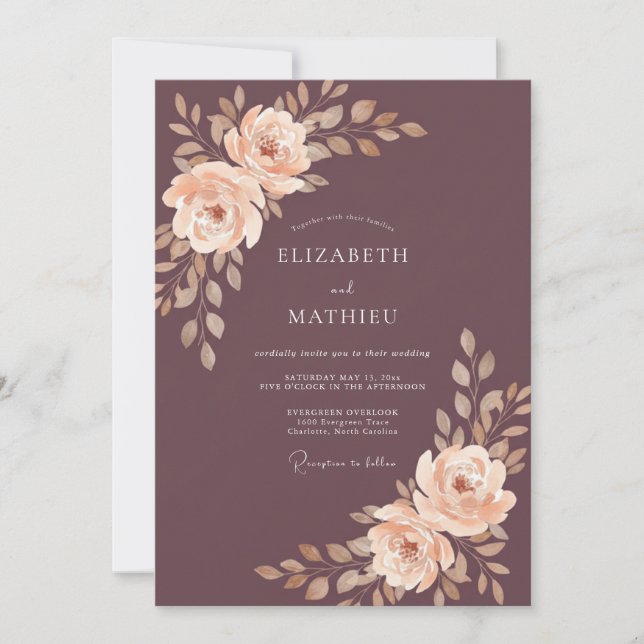 Plum Elegant Autumnal Wedding Invitation (Front)