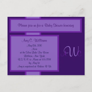 Plum Elegant Monogram Shower Invitation