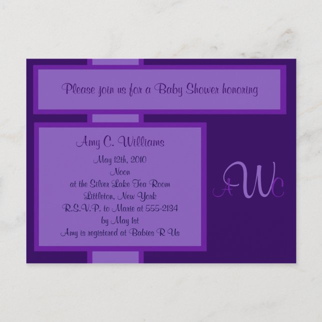 Plum Elegant Monogram Shower Invitation (Front)