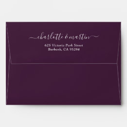 Plum Elegant Script Return Address Wedding Envelope