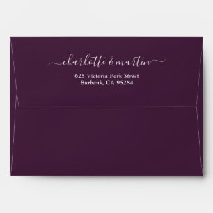 Plum Elegant Script Return Address Wedding Envelope
