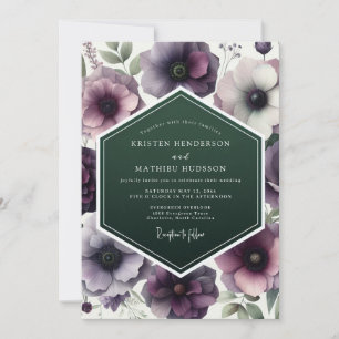 Plum Emerald Anemone Wedding Invitation