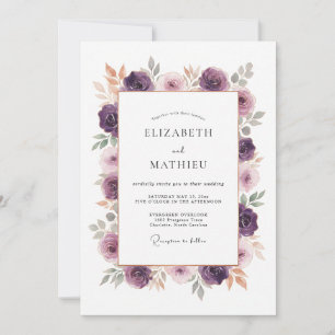 Plum Enchanted Floral Romance Wedding Invitation
