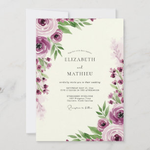 Plum Enchanting Romantic Wedding Invitation