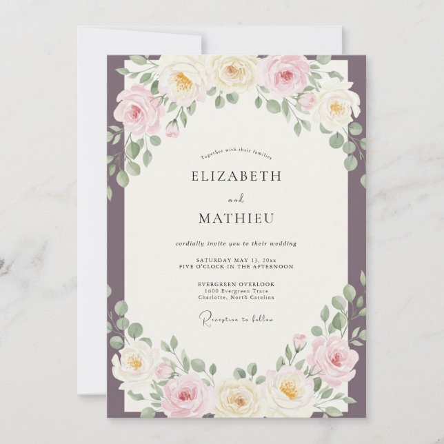 Plum Ethereal Spring Wedding Invitation (Front)