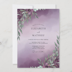 Plum Ethereal Winter Wedding Invitation