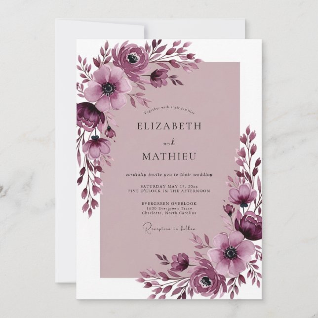Plum Exquisite Spring Wedding Invitation (Front)