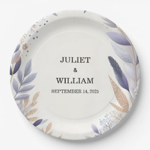 Plum Fall Spring Summer Lavender Sage Wedding Paper Plate