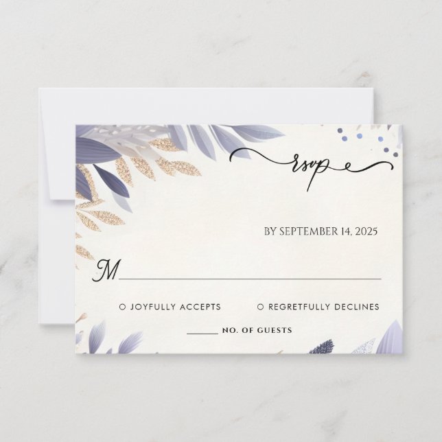 Plum Fall Spring Summer Lavender Sage Wedding RSVP Card (Front)