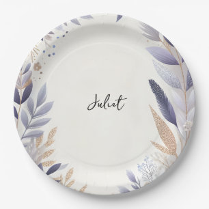 Plum Fall Summer Lavender Sage Bridal Shower Paper Plate