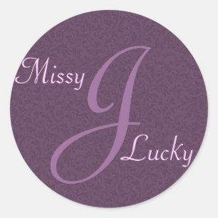 Plum Filigree Monogram Sticker/Seal Classic Round Sticker