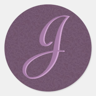Plum Filigree Monogram Sticker/Seal Classic Round Sticker