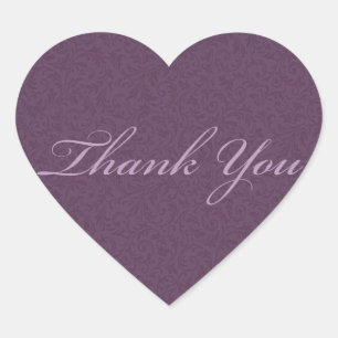 Plum Filigree Thank You Sticker/Seal Heart Sticker