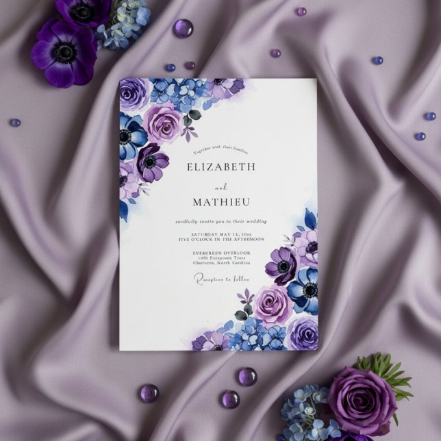 Plum Floral Bloom Wedding Invitation (Creator Uploaded)