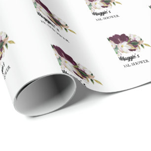 Plum Floral Bridal shower Wrapping Paper