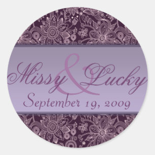 Plum Floral Couple Sticker/Seal Classic Round Sticker
