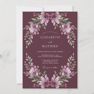 Plum Floral Flourish Wedding Invitation