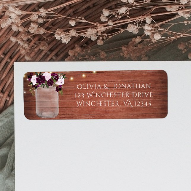 Plum Floral Lights Mason Jar Rustic Wedding  (Creator Uploaded)