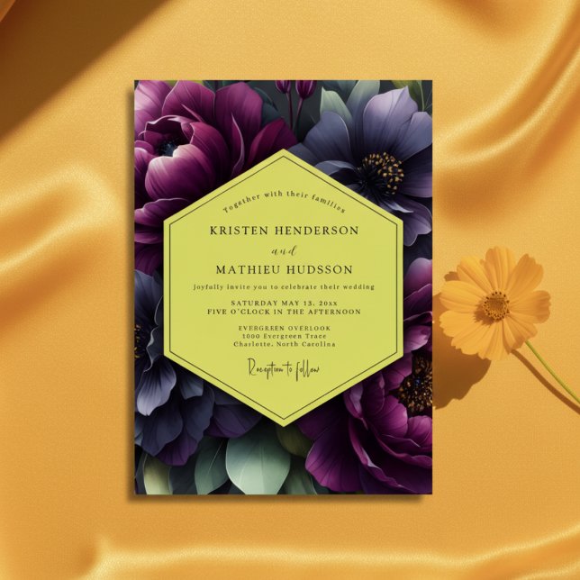 Plum Floral Opulence Wedding Invitation (Creator Uploaded)