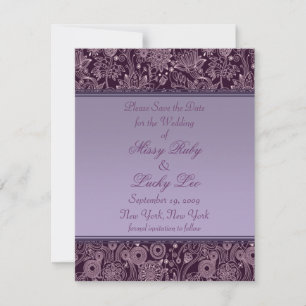 Plum Floral Save the Date Announcement 4.25" x 5.5