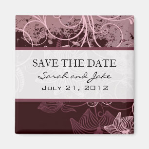 Plum Floral Save The Date Fridge Magnet
