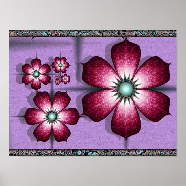 Plum Floral Spiral Textured Lavender Art Poster (Front)