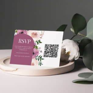 Plum Floral Wedding RSVP Card