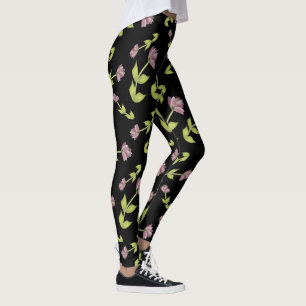 Plum Floral With lime Leggings