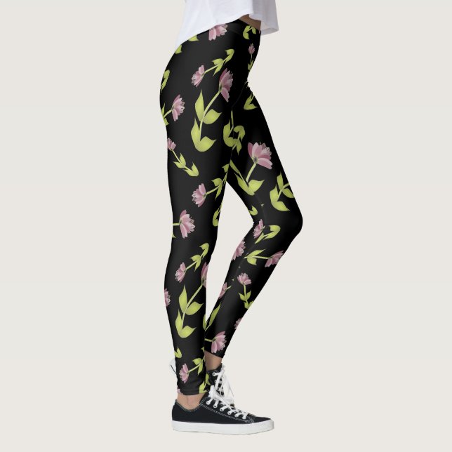 Plum Floral With lime Leggings (Right)