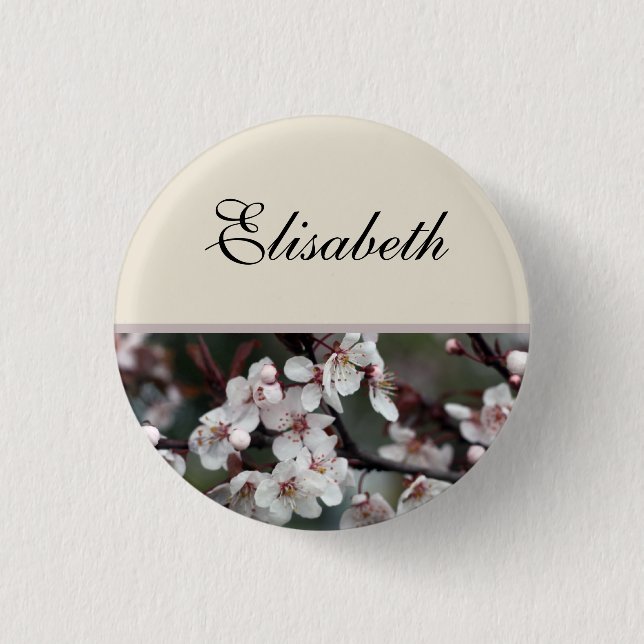 plum flowers name button (Front)