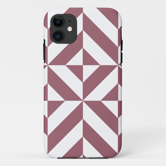 Plum Geometric Deco Cube Pattern Case-Mate iPhone Case (Back)