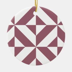 Plum Geometric Deco Cube Pattern Ceramic Tree Decoration
