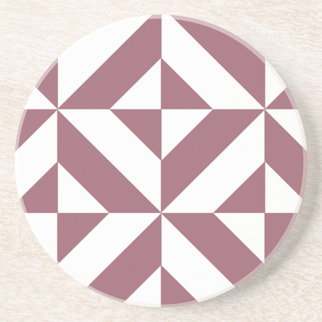 Plum Geometric Deco Cube Pattern Coaster (Front)