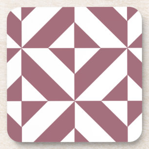 Plum Geometric Deco Cube Pattern Coaster