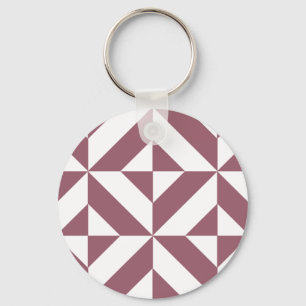 Plum Geometric Deco Cube Pattern Key Ring
