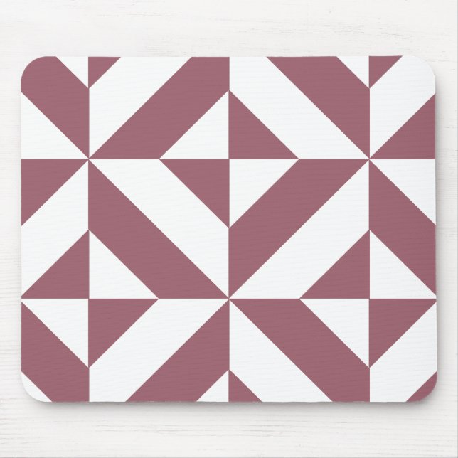 Plum Geometric Deco Cube Pattern Mouse Mat (Front)