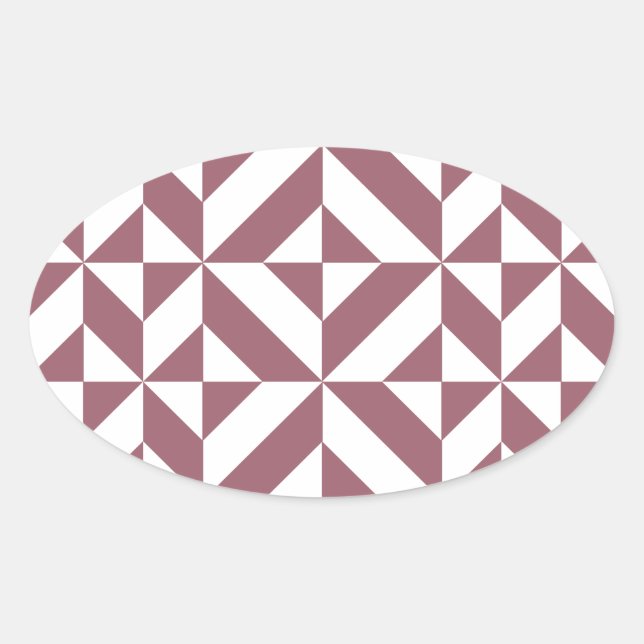 Plum Geometric Deco Cube Pattern Oval Sticker (Front)