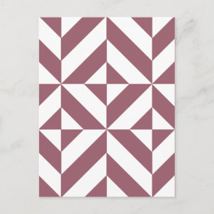 Plum Geometric Deco Cube Pattern Postcard
