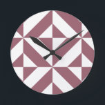 Plum Geometric Deco Cube Pattern Round Clock<br><div class="desc">This abstract,  geometric cubed pattern will add vibrance and classic flair to any home or office decor. Always ready for you to personalize with your name and/or your loved one's name,  as well.</div>