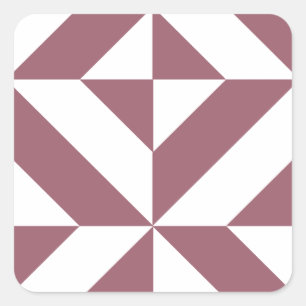 Plum Geometric Deco Cube Pattern Square Sticker