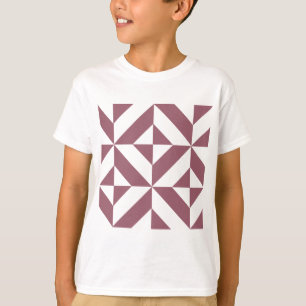 Plum Geometric Deco Cube Pattern T-Shirt