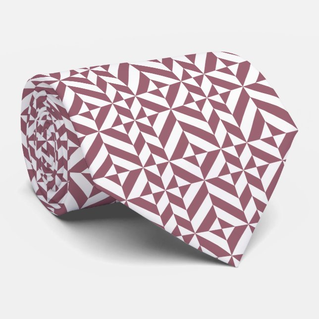 Plum Geometric Deco Cube Pattern Tie (Rolled)